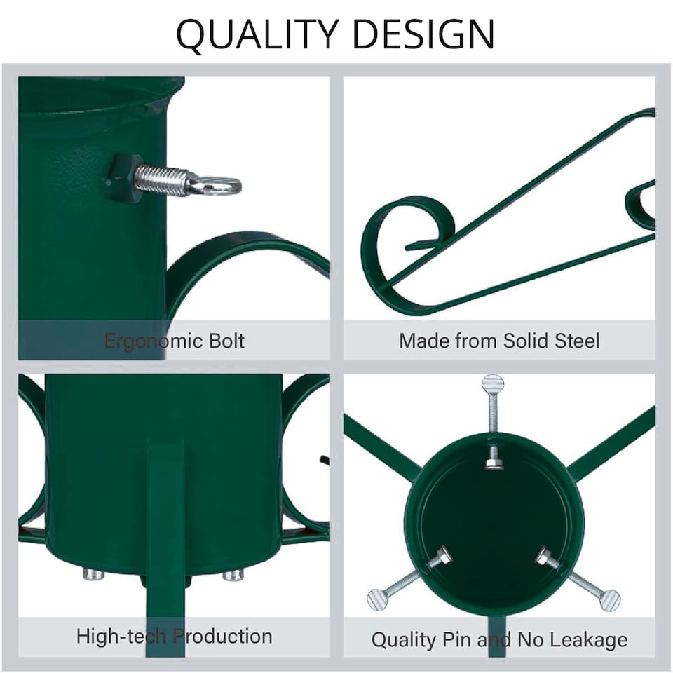 image 1 of Holly International Traditional Metal Scroll Leg Christmas Tree Stand for Real Trees to 2.4m - Green