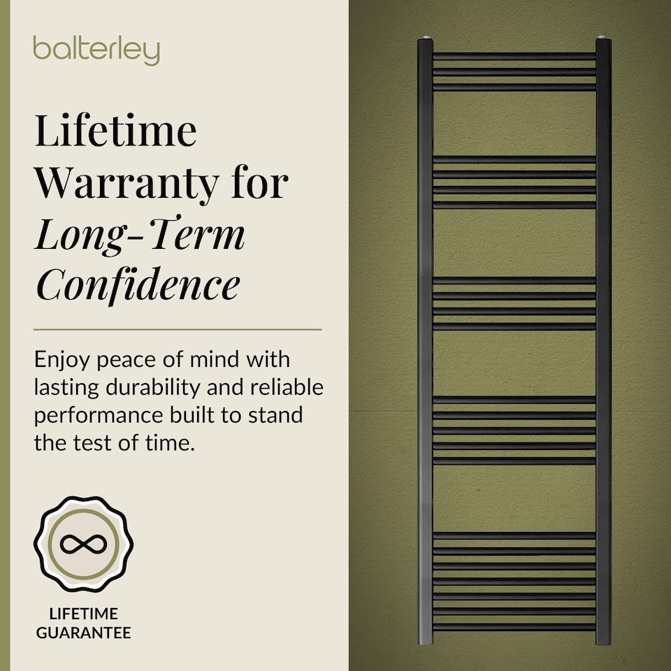 image 1 of Straight Heated Towel Rail Radiator, 781W, 500 x 1400mm, Matt Black | Black | Matt Black