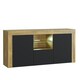 image 4 of TV Unit 145cm Black Matt Doors Free LED Oak Modern Media Cabinet Multi | Oak Matt Body & Black Matt Doors