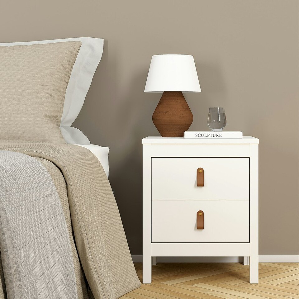 image 1 of Barcelona 3 Piece Bundle, Bedside, Chest and 2 Door Wardrobe in White