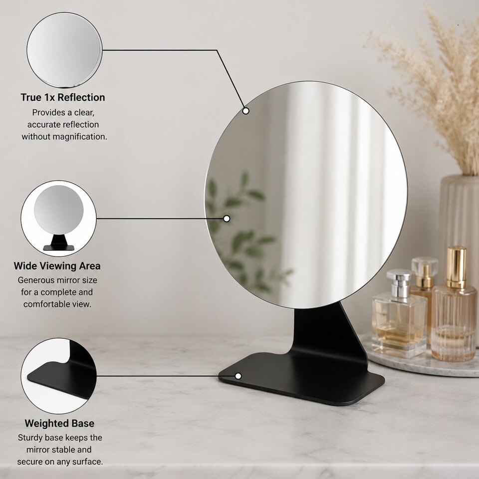 image 1 of Showerdrape Corus Black Round Vanity Mirror