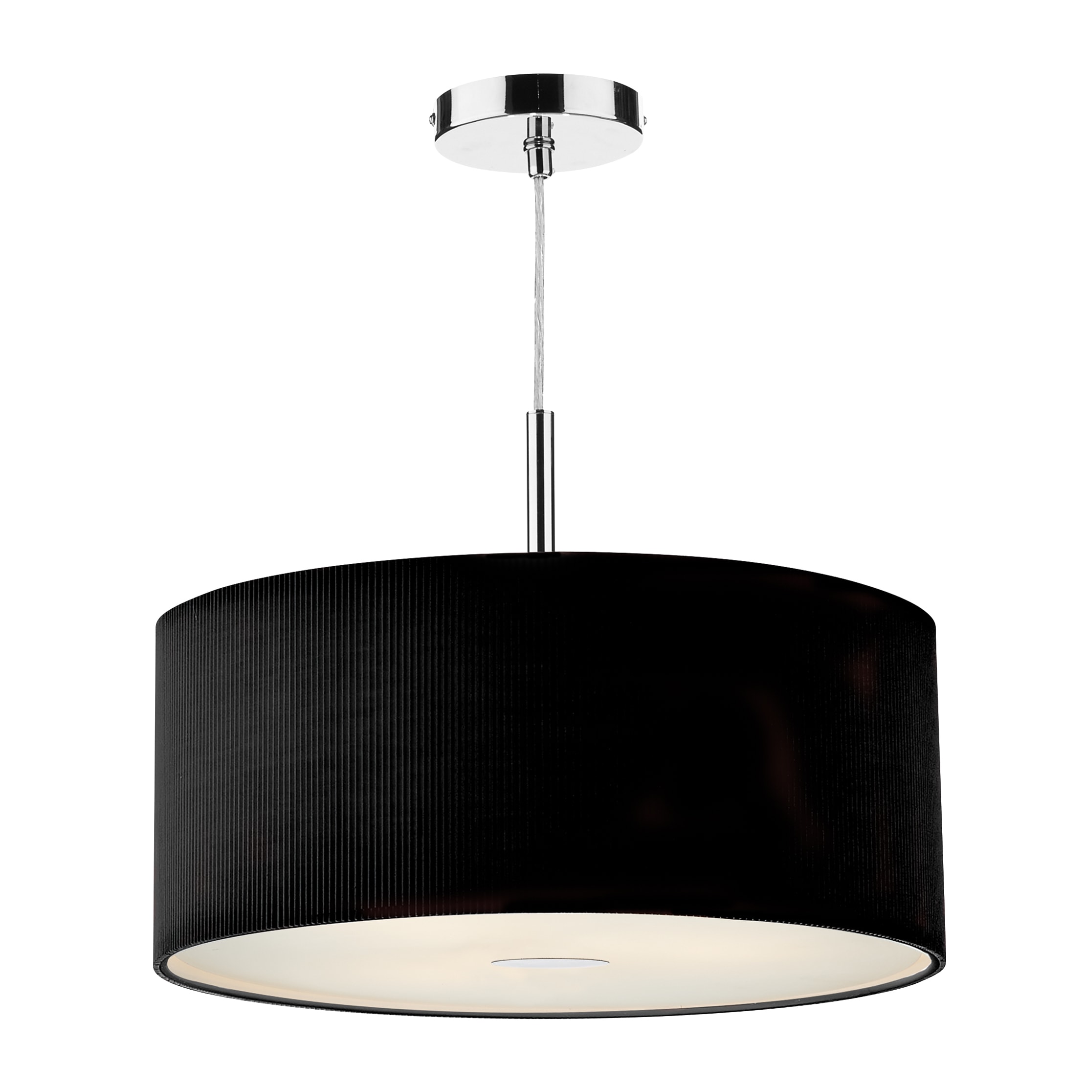 Zaragoza 3 Light Pendant Black and Polished Chrome With Shade