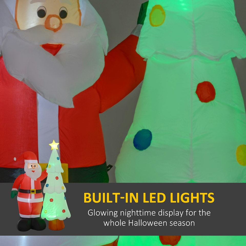 image 1 of Outsunny 7ft Christmas Inflatable Decoration Santa Claus and Christmas Tree