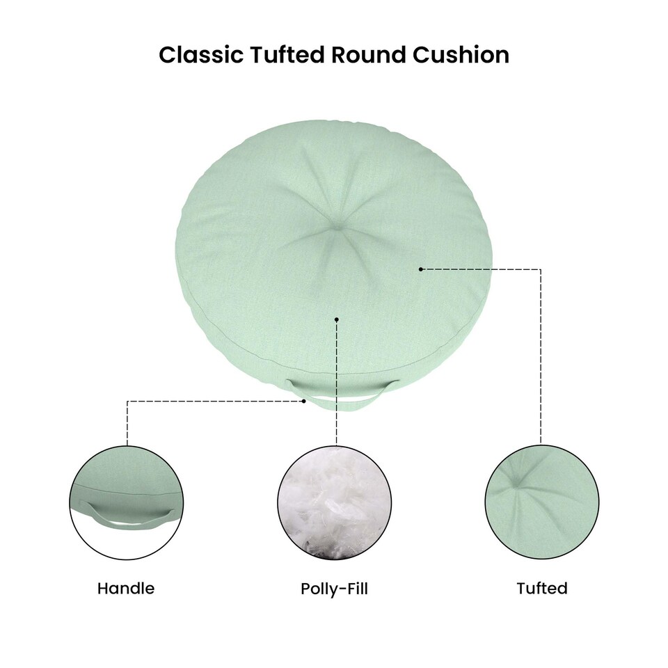 image 1 of Covers&All Sunbrella Round Seat Cushion with Handle, Plush Outdoor Pillows and Chair Cushions, 26 x 5, Canvas Spa