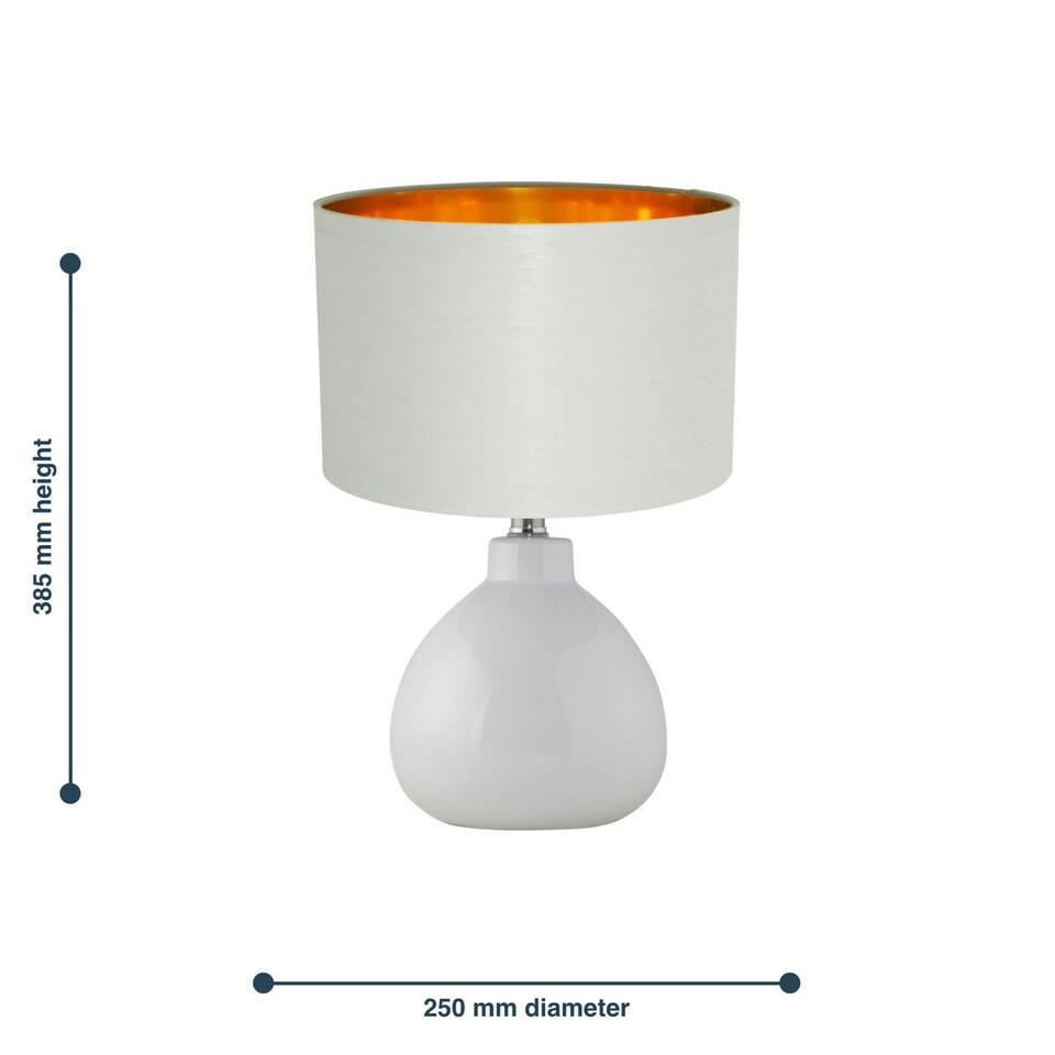 image 1 of First Choice Lighting Tuscan White Ceramic Lamp with Grey & Gold Shade White | Grey