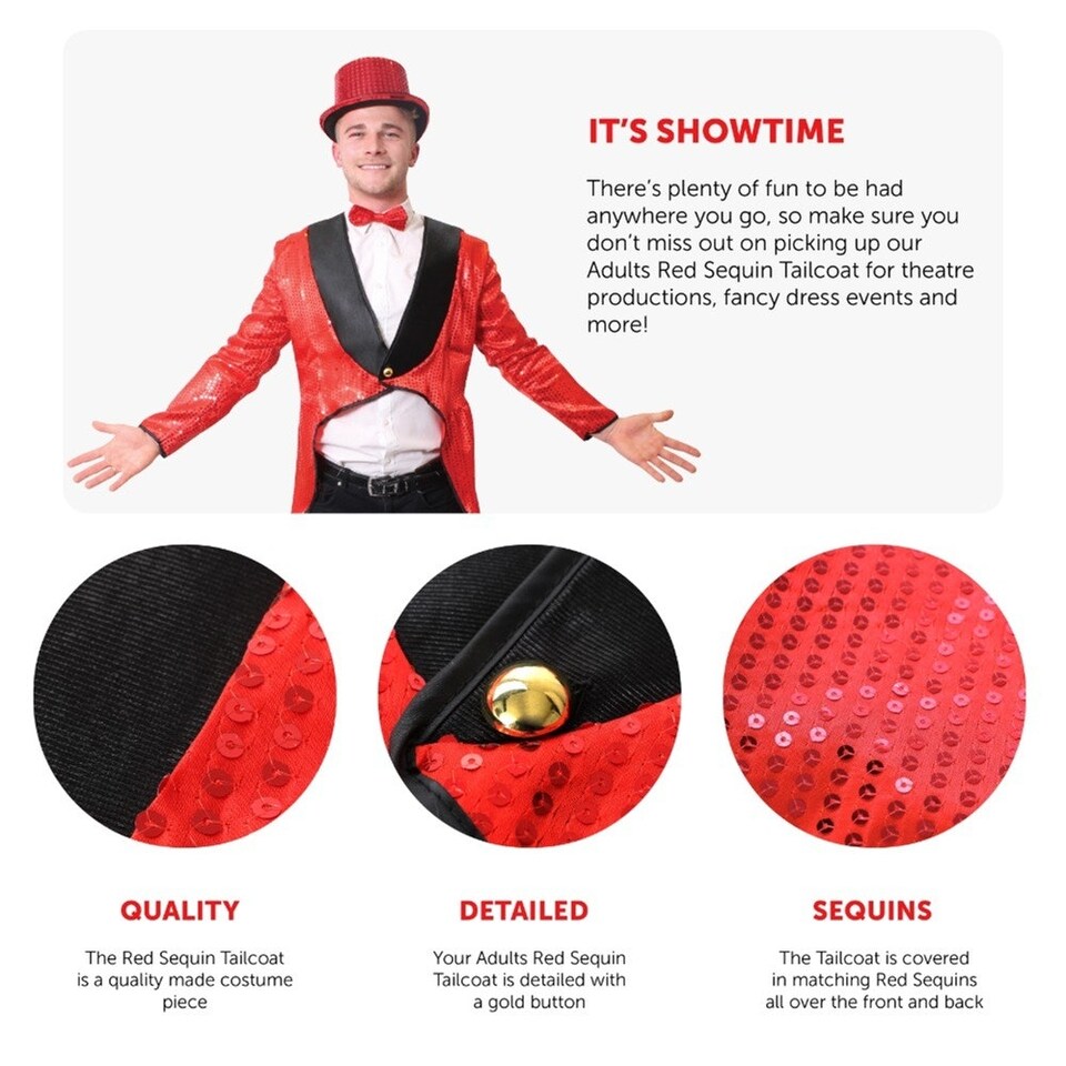 image 1 of Red Sequin Tailcoat Red | L