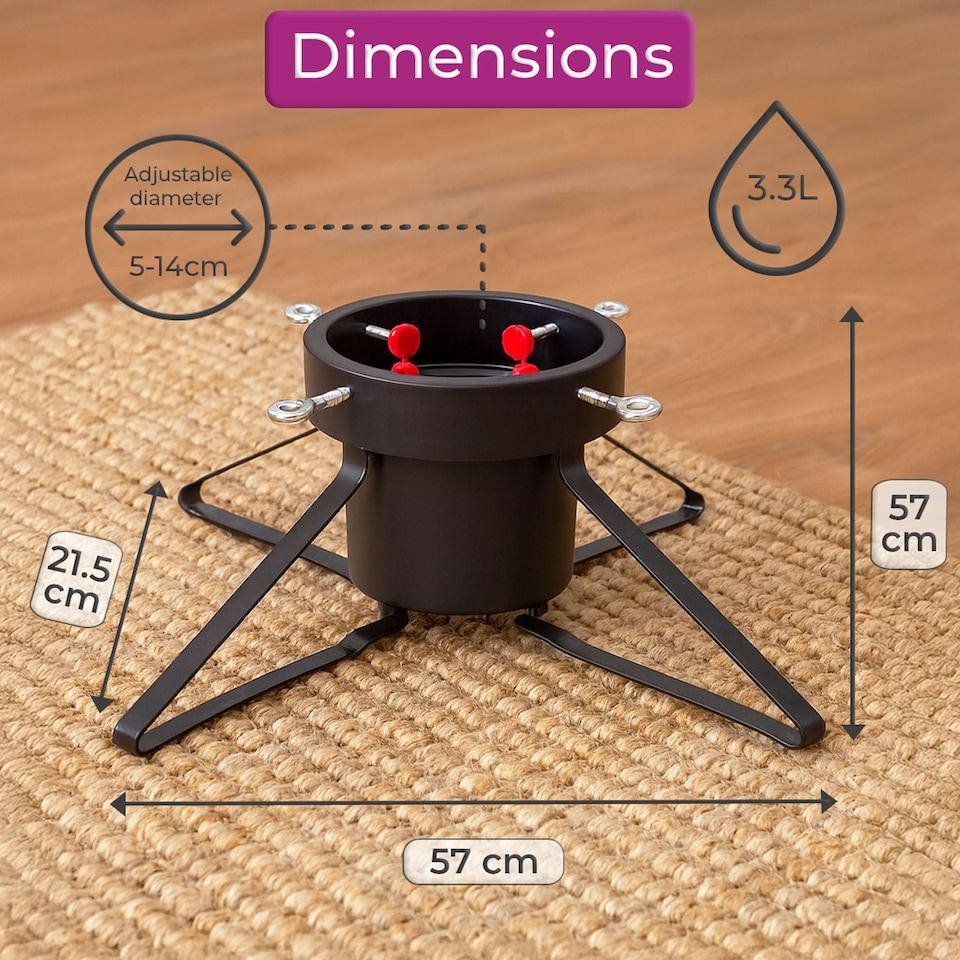 image 1 of Neo Christmas Tree Stand for Real Trees up to 8ft Extra Large Heavy Duty Metal Base | Black | Black