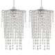 image 1 of First Choice Lighting Set of 2 Cleared Jewelled Waterfall Light Shades Clear | Chrome
