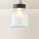 image 4 of ValueLights Ribbed Pattern Glass Jar Pendant Shade Black | Black