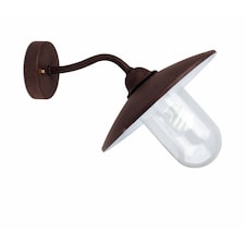 Wally 1 Light Outdoor Fisherman Dome Wall Light Rust Brown IP44, E27