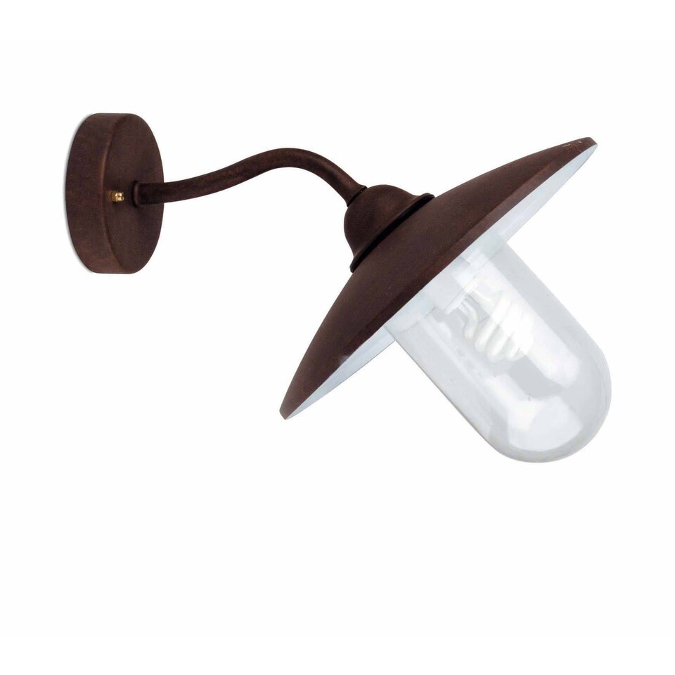 image 1 of Wally 1 Light Outdoor Fisherman Dome Wall Light Rust Brown IP44, E27