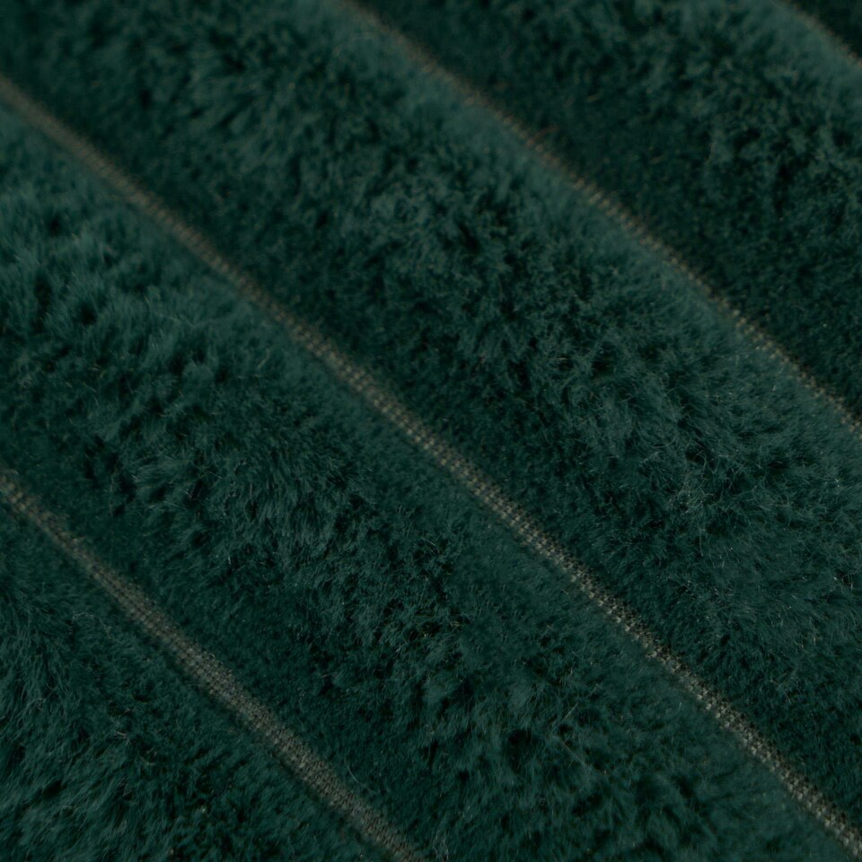 image 1 of OHS 4 x Faux Fur Matte Velvet Fleece Thick Ribbed Cushion Covers, 45x45cm - Green