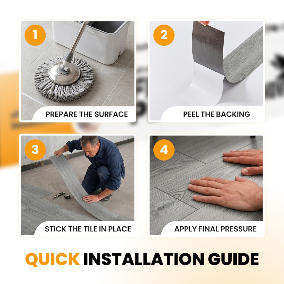 image 1 of Self Adhesive Floor Planks | 5.9x35.9in (91.4x15.2cm) Each | Peel & Stick Vinyl Flooring | Grey Wood Effect | Easy DIY | Stick On Tiles for Home Floors | Grey | 1.39 sqm
