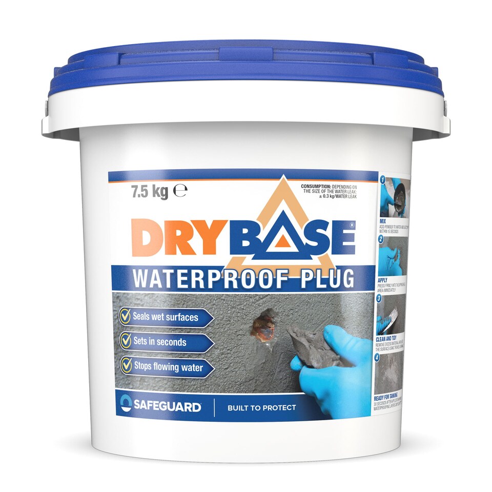 image 1 of Drybase Waterproof Plug (7.5kg Grey) - Stop Water Leaks in 30 Seconds. Fast Plug for Concrete, Masonry, Stone & Wet Surfaces.