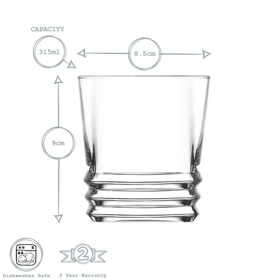 image 1 of LAV Elegan Whisky Glasses - 315ml - Clear - Pack of 6 Clear