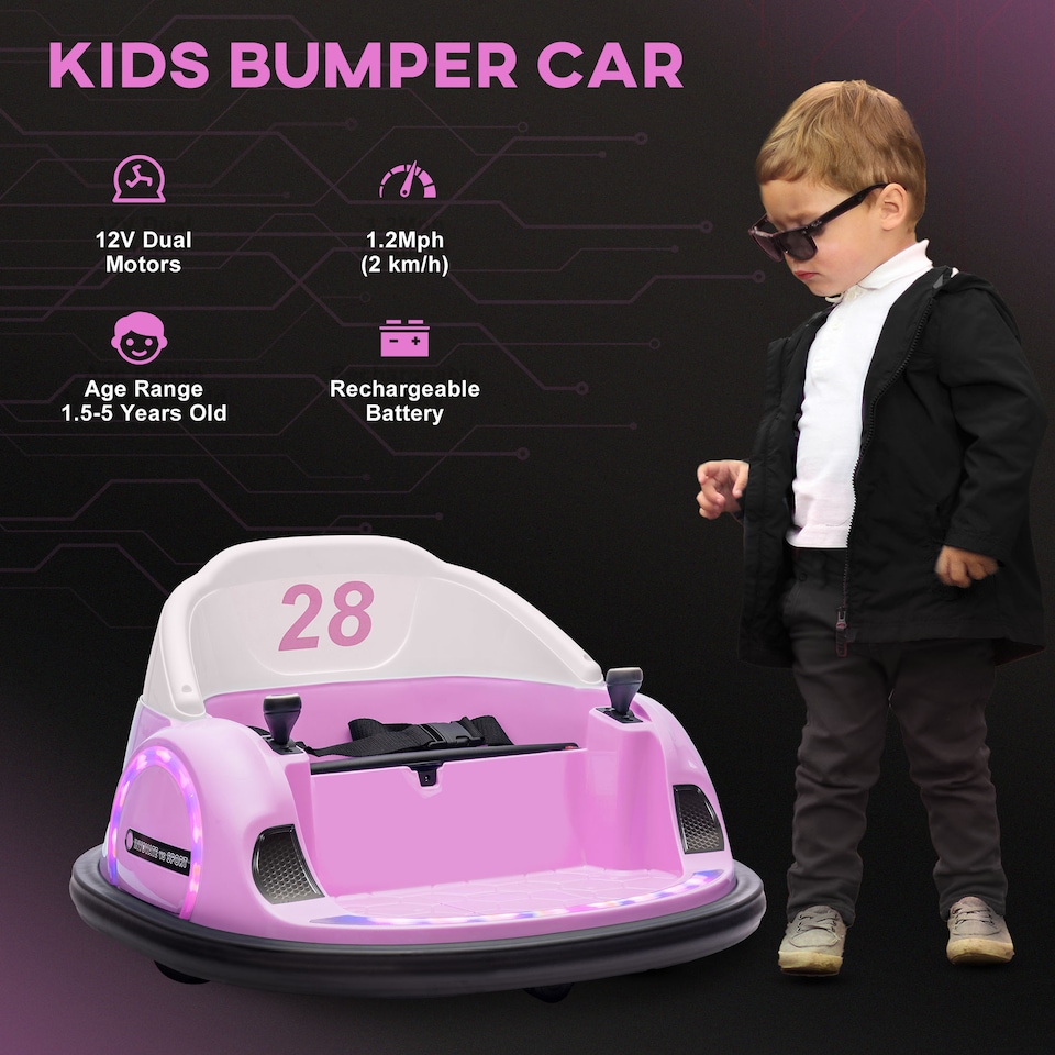 image 1 of AIYAPLAY 360° Rotation 12V Kids Bumper Car w/ Remote Control | Pink