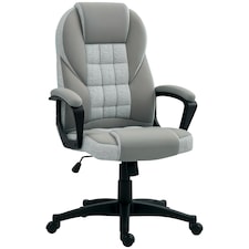 HOMCOM Executive Office Chair, PU Leather High Back Desk Chair, Swivel Computer Chair with Adjustable Height and Tilt Function, Grey