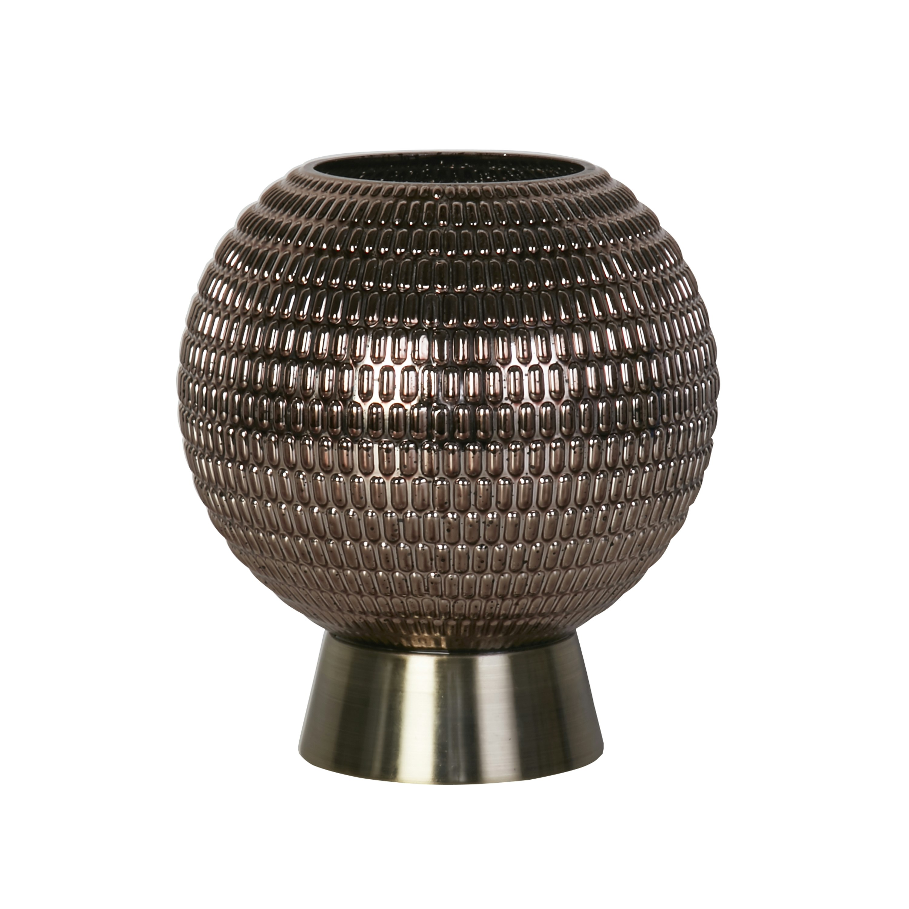 Lighting Collection Battery Powered Glass Lamp Grey Table Lamp in Gold