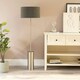 image 2 of ValueLights Lexy Charcoal Boucle Shade with Brushed Chrome Dimmable Floor Lamp with LED Bulb