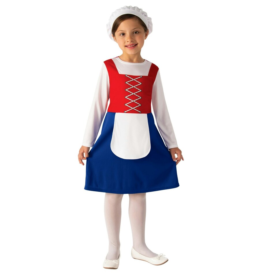 Bristol Novelty Girls Tudor Costume - Red/Blue/White - L L