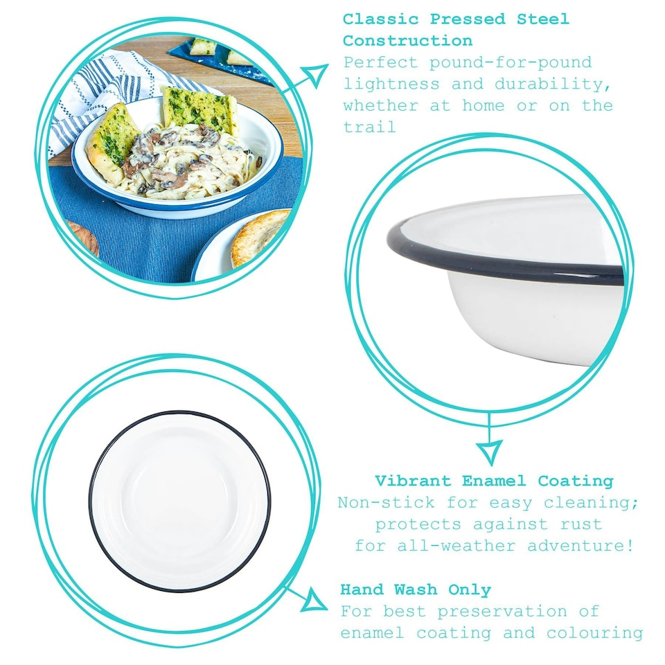 image 1 of Argon Tableware White Enamel Deep Bowls - 22.5cm - Navy - Pack of 6 Blue