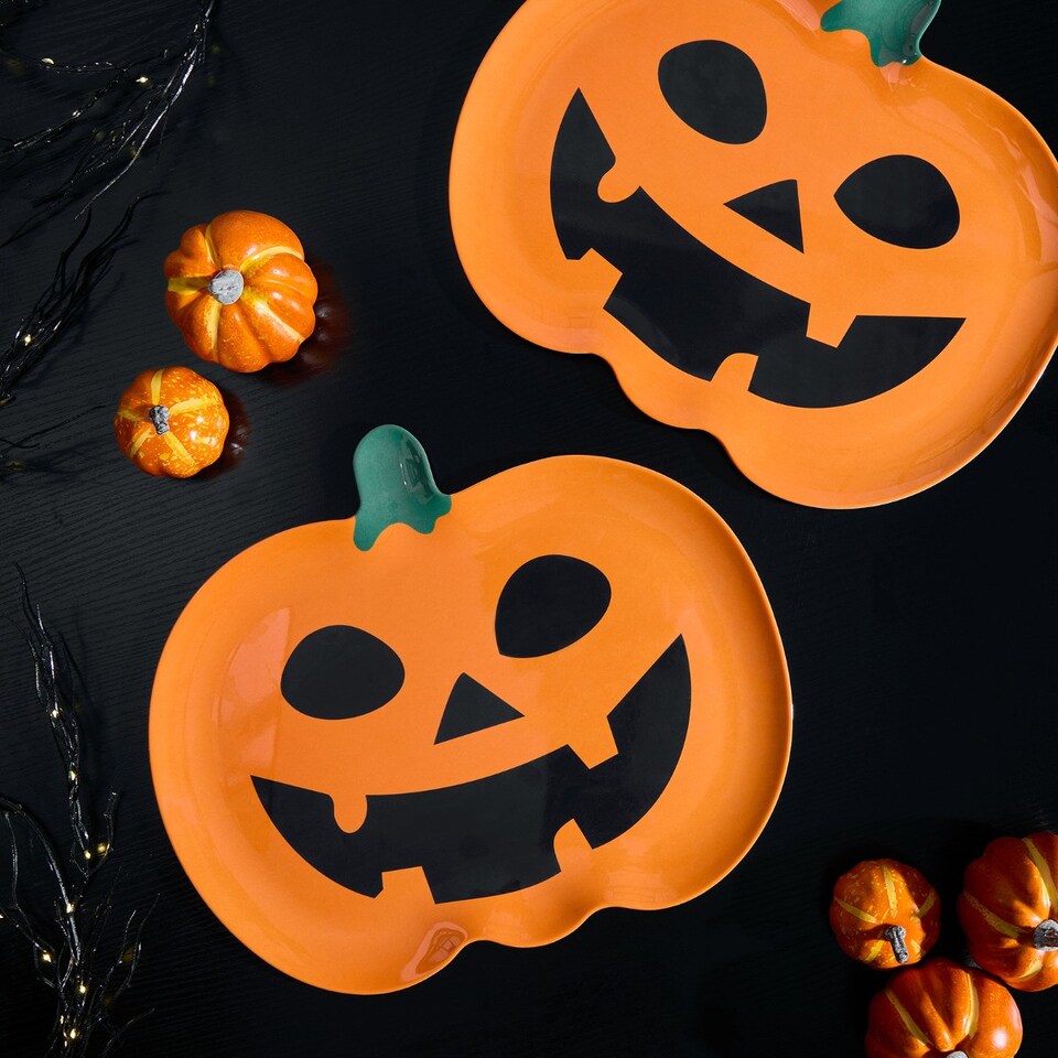 image 1 of OHS 2 Pack Large Halloween Melamine Serving Platters Collection Festive Party Trays