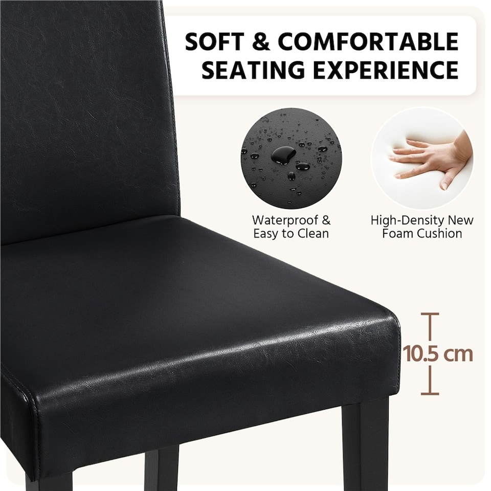 image 1 of Yaheetech Set of 2 Faux Leather Dining Chairs | Black