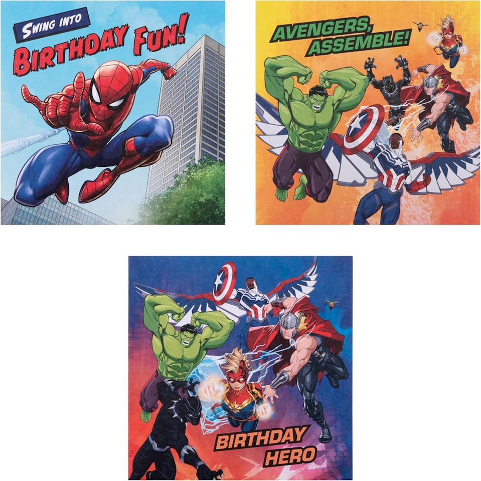 image 1 of Marvel Comics Pack of 10 in 5 Designs Birthday Cards