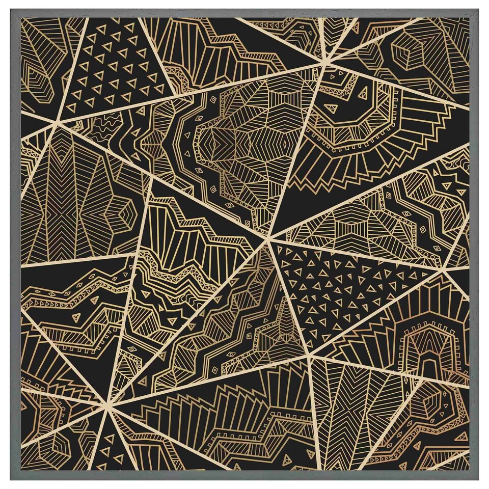 image 1 of Geometric triangles with patterns (Picutre Frame) Brown | Oak | XS