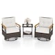 image 1 of COSTWAY 3 Piece Outdoor Swivel Chair Set Patio Wicker Rotating Chairs