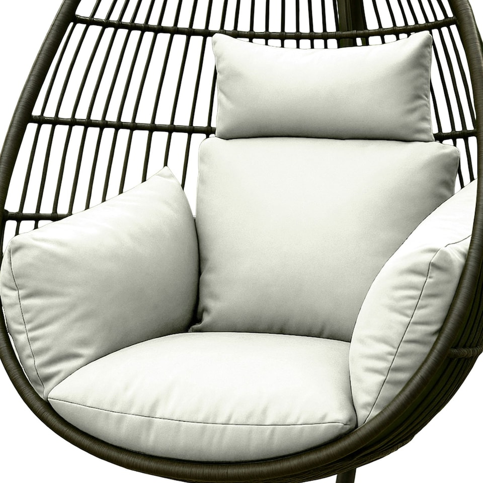 image 1 of Homescapes Luxury Waterproof Egg Chair Cushion With Headrest - Natural