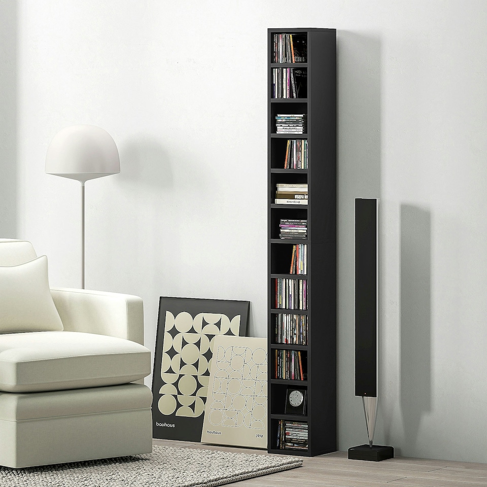 image 1 of HOMCOM 204 CD Storage Tower Tall Bookcase Bookshelf with 12 Cubes