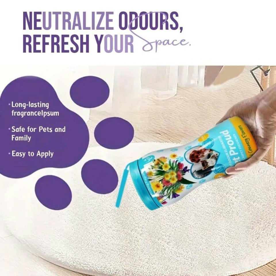 image 1 of Airpure Pet Proud Freshens Carpets Rug Freshener Elimainates Odours 500g Powdwe