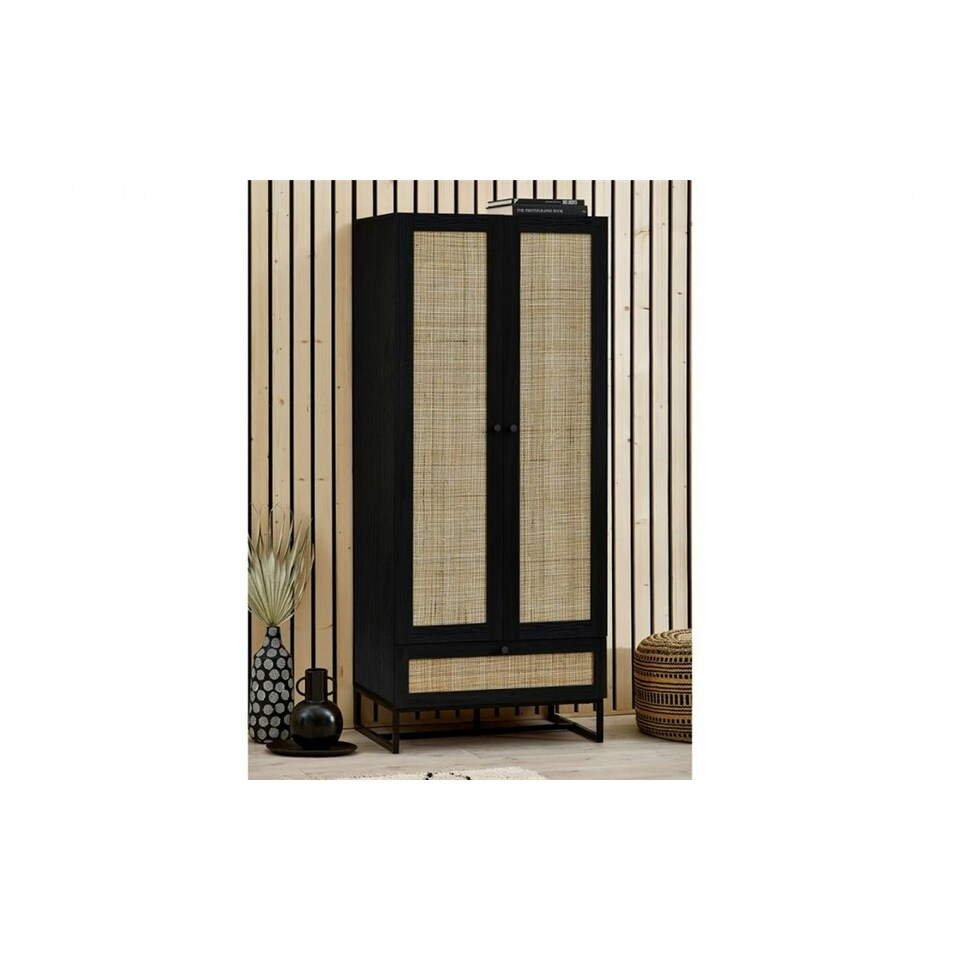image 1 of Premium Rattan Black Wardrobe