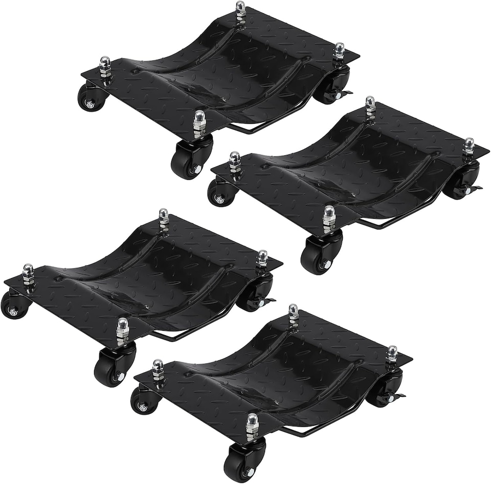 image 1 of London Boutique 4-Pack Heavy-Duty Car Dollies, 6000 lbs Capacity, 360° Swivel Nylon Wheels with Brakes for Cars, Black