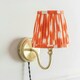 image 2 of ValueLights Neely Plug in Antique Brass Wall Light with Orange Pleated Shade