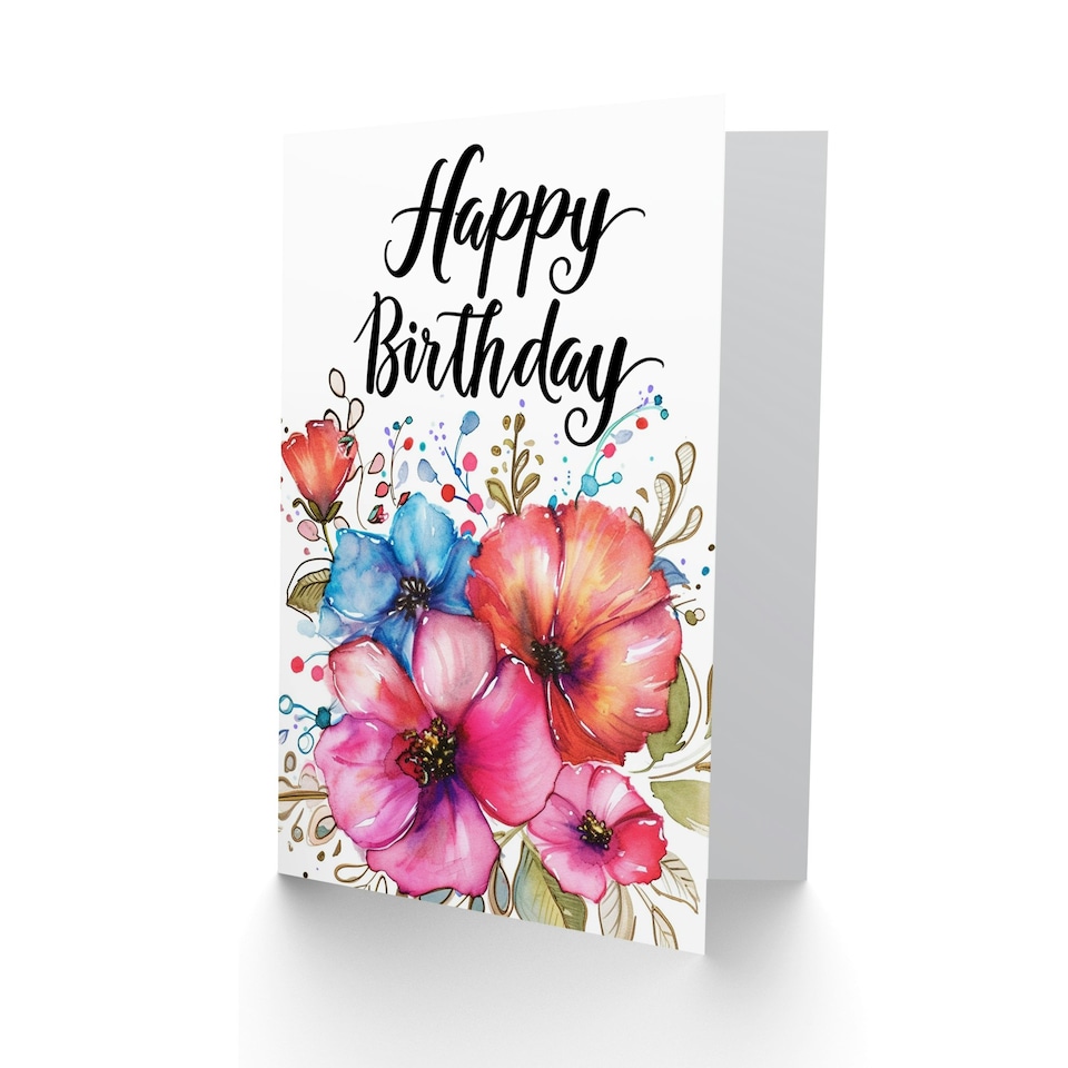 image 1 of Floral Watercolour Flower Bouquet Woman Her Birthday Card