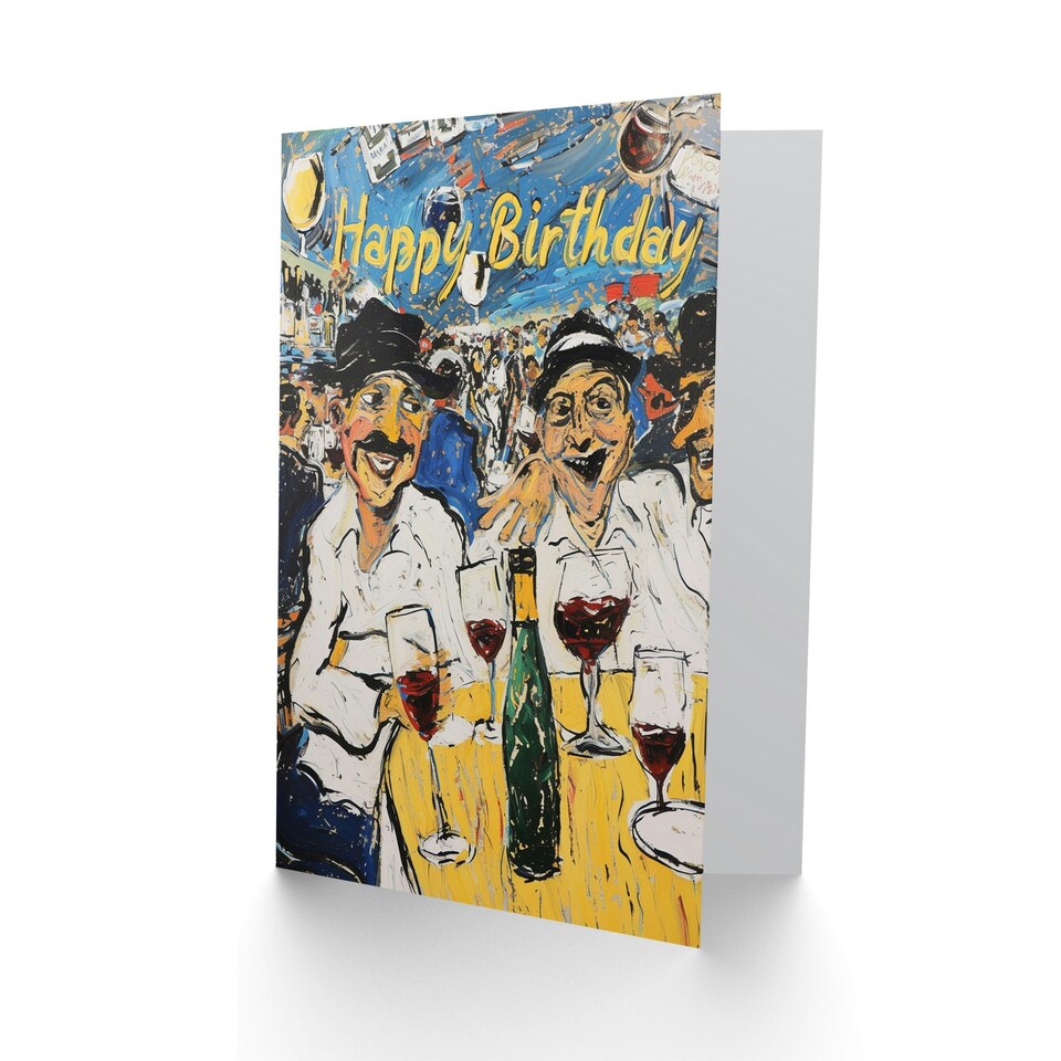 image 1 of Italian Men Drinking Wine Old Man Her Birthday Card