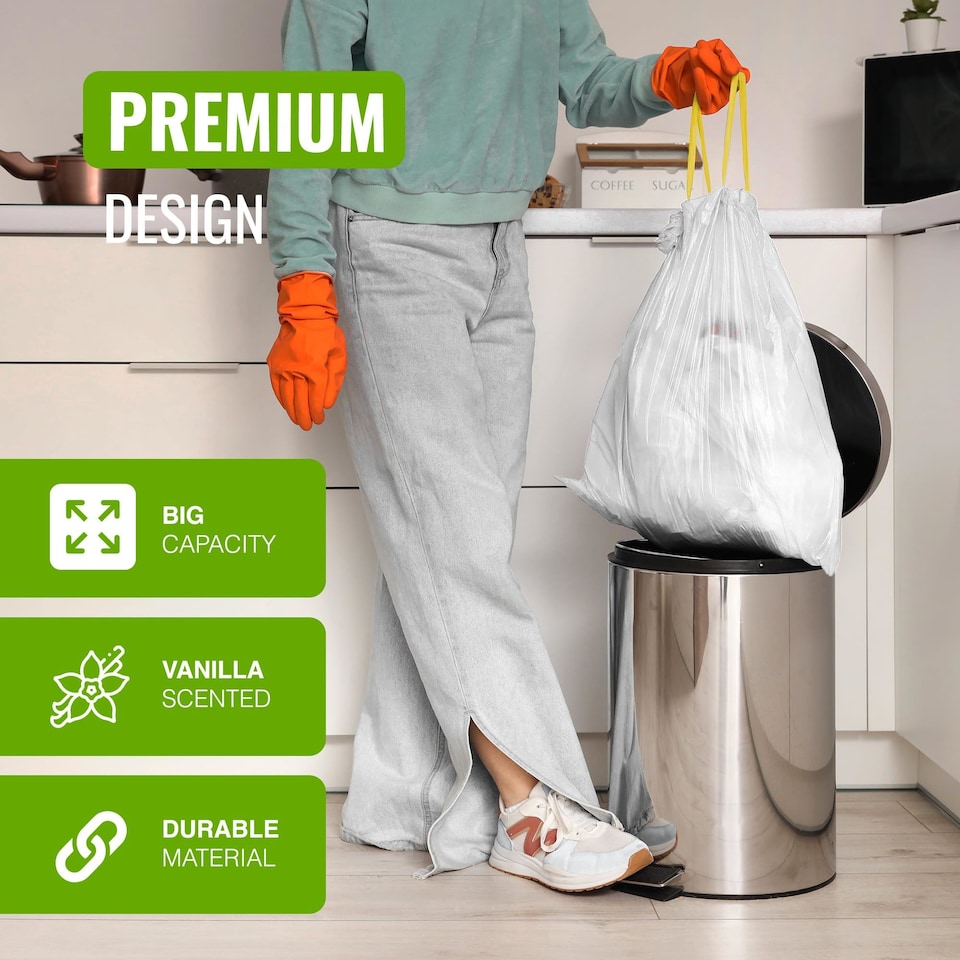 image 1 of Ecobag Ultimate Vanilla Scented Embossed Drawstring Kitchen Bin Liners