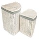 image 1 of Set of 2 Corner White Wash Laundry Hamper with Grey Sage Lining Grey | Grey