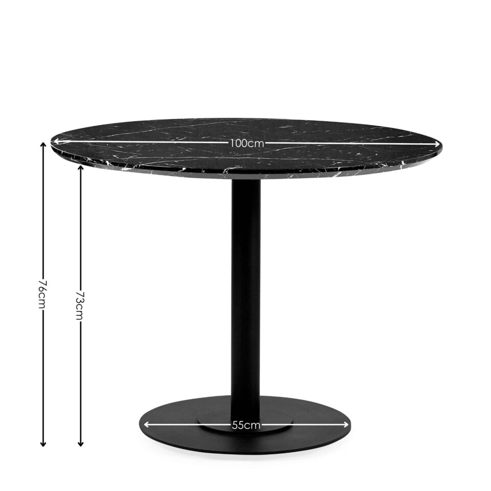 image 1 of Luca Round Pedestal 4 Seater Dining Table - Black Marble Effect
