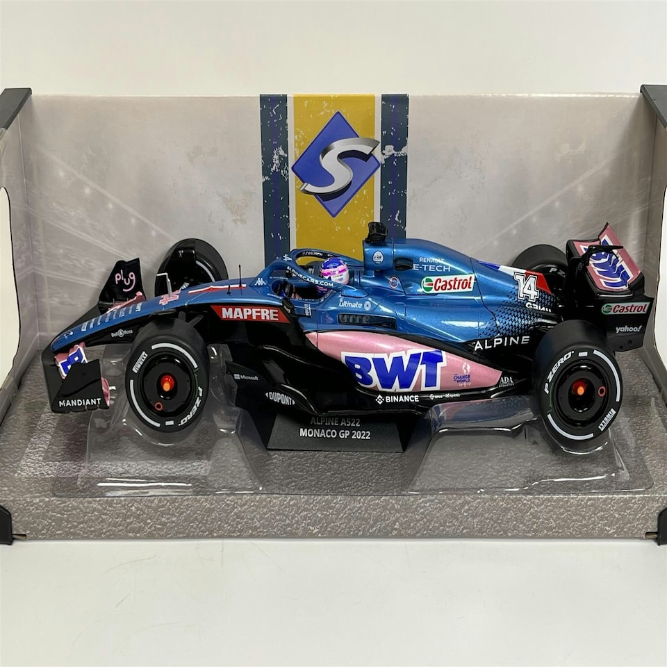 image 1 of Fernando Alonso #14 Alpine A522 Monaco GP 2022 1:18 Scale Solido 1808803