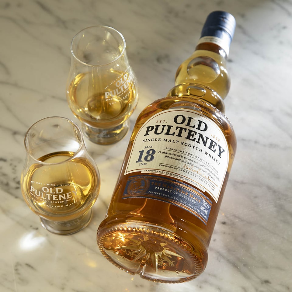 image 1 of Old Pulteney - Single Malt Scotch 18 year old Whisky (Includes Glencairn Glass)