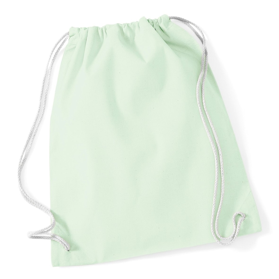 Westford Mill Cotton Gymsac Bag - 12 Litres - Pastel Mint/White - One Size | Multi | One Size