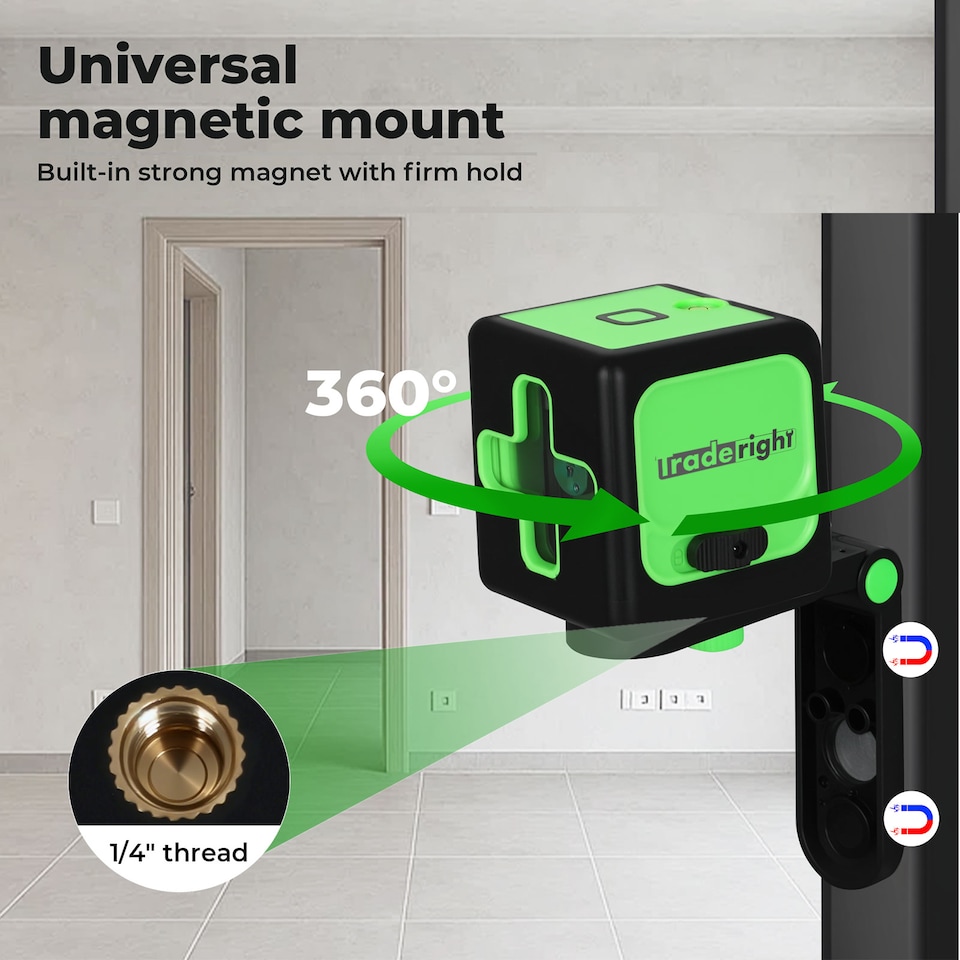 image 1 of Traderight 360 Degree Green Laser Level Self Leveling IP54 Water Resistant Tool