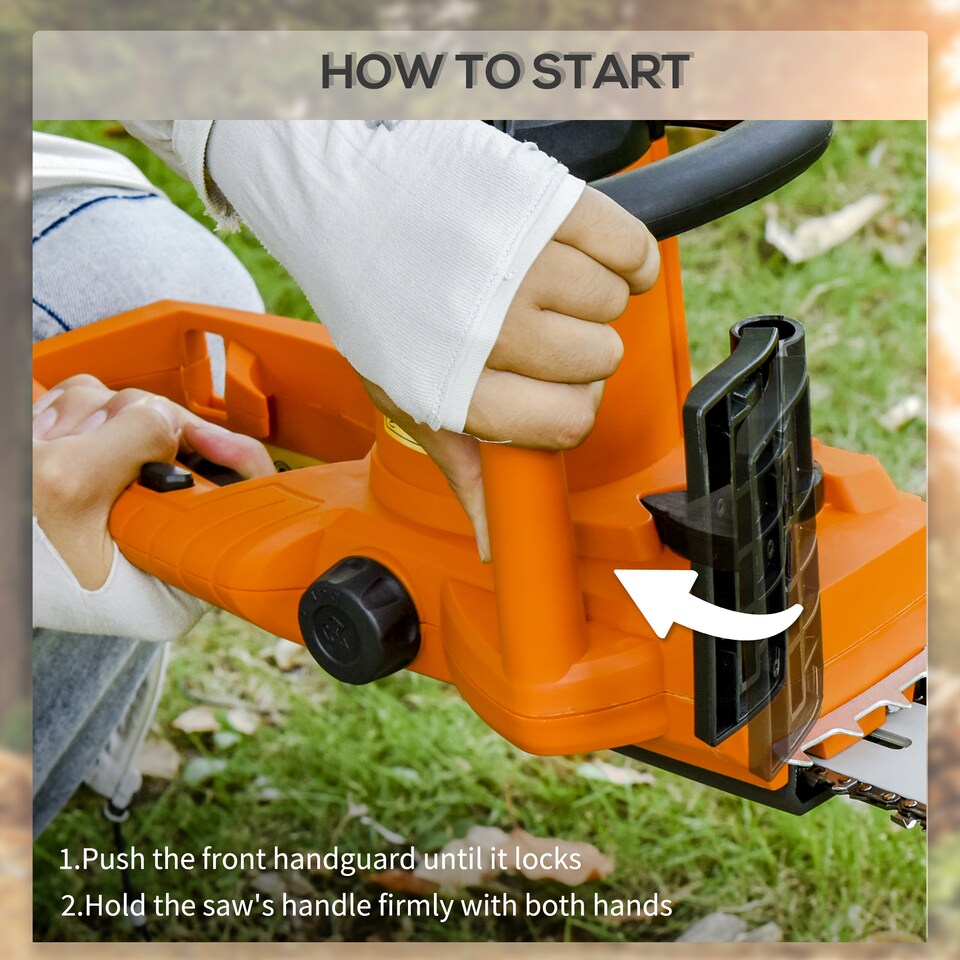 image 1 of DURHAND 2000W Powerful Electric Chainsaw, 16" Aluminium Blade Portable Corded Chain Saw, 7250rpm Chain Saw for Garden Tree Pruning, 13m/s Chain Speed Auto Chain Lubrication to Cut Wood, Orange