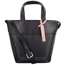 Premium Soft Leather Cross Body Shoulder Twin Tote Style Handbag Black | Black