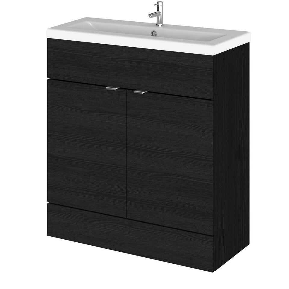 image 1 of Balterley Alrewas Contemporary 2 Door Floor Standing Vanity Unit with Basin, Charcoal Black, 800mm