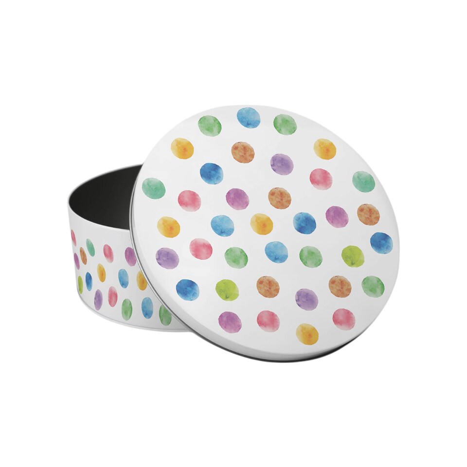 image 1 of Rainbow Polka Dots Small Cake Tin