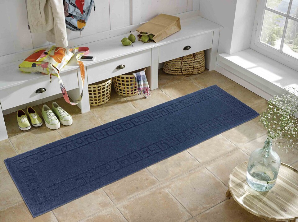 image 1 of Ivy Washable Greek Key Design Anti Slip Doormats - Runners